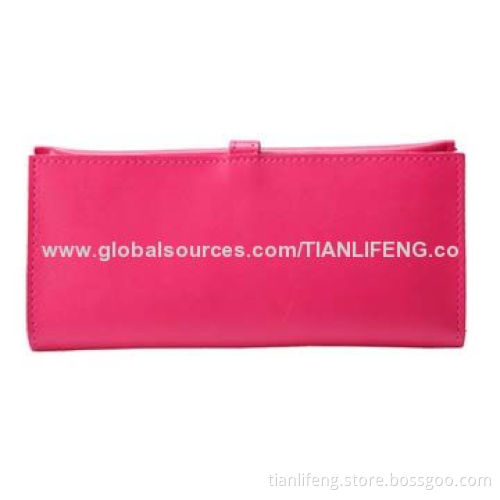 Women's leather wallet, long section, slim